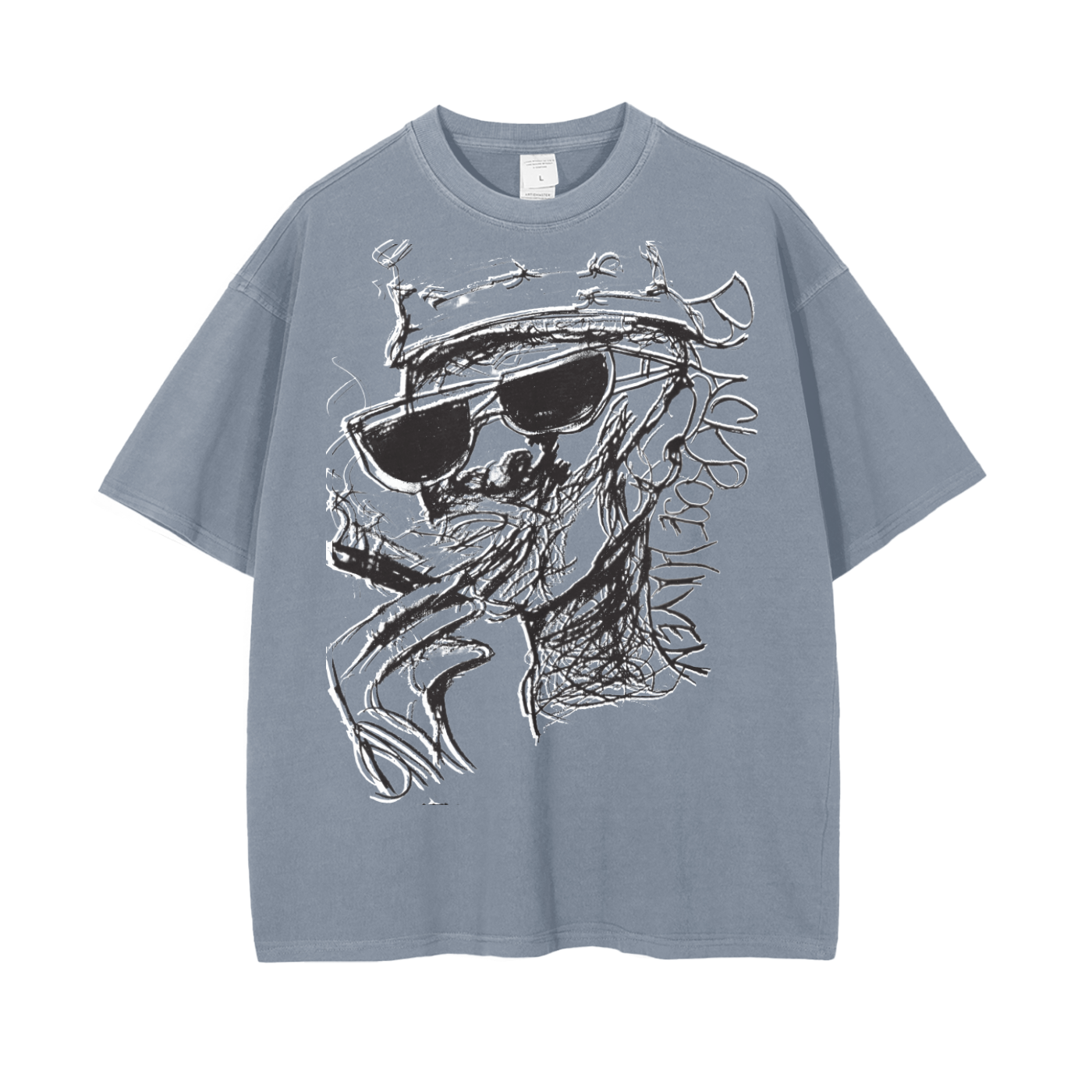 Vintage Ash Wash Drop Shoulder T-Shirt | Smoking Man