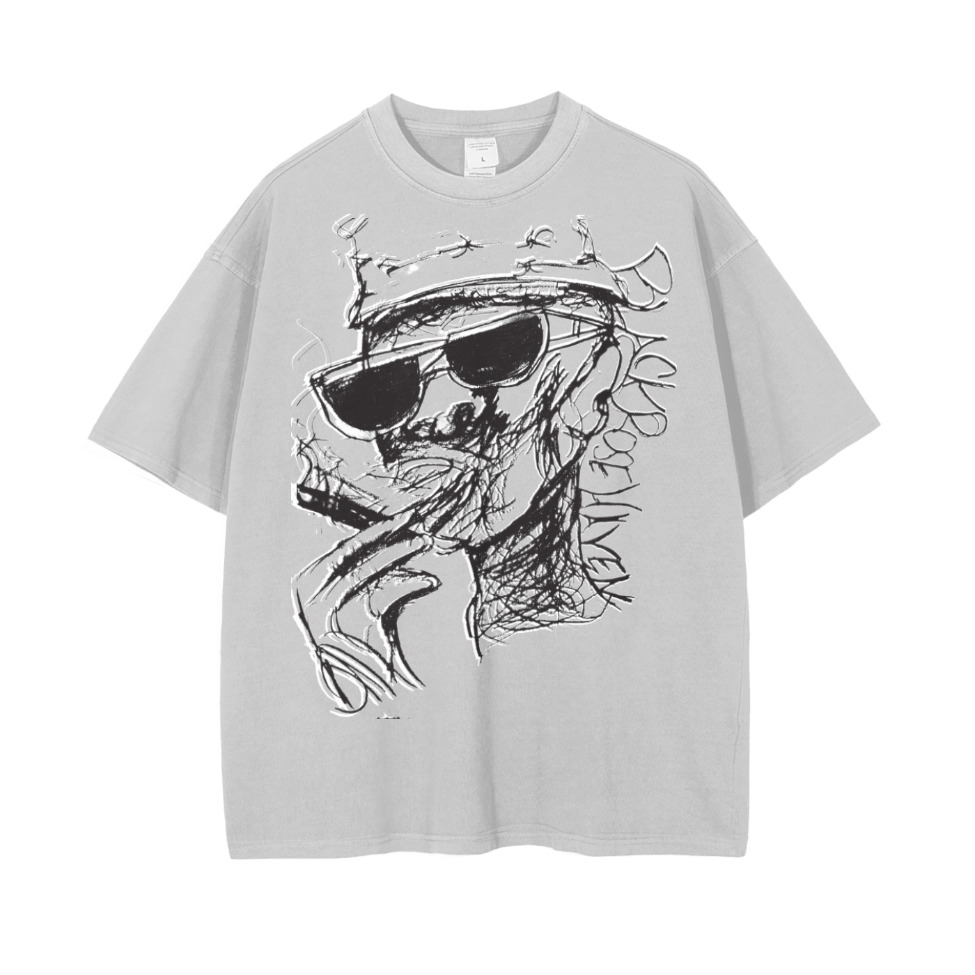 Vintage Ash Wash Drop Shoulder T-Shirt | Smoking Man