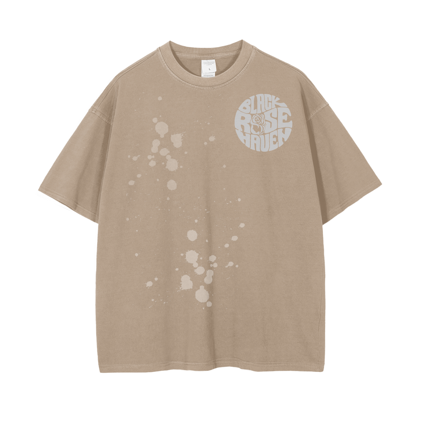 Vintage Ash Wash Drop Shoulder T-Shirt | Paint Brush