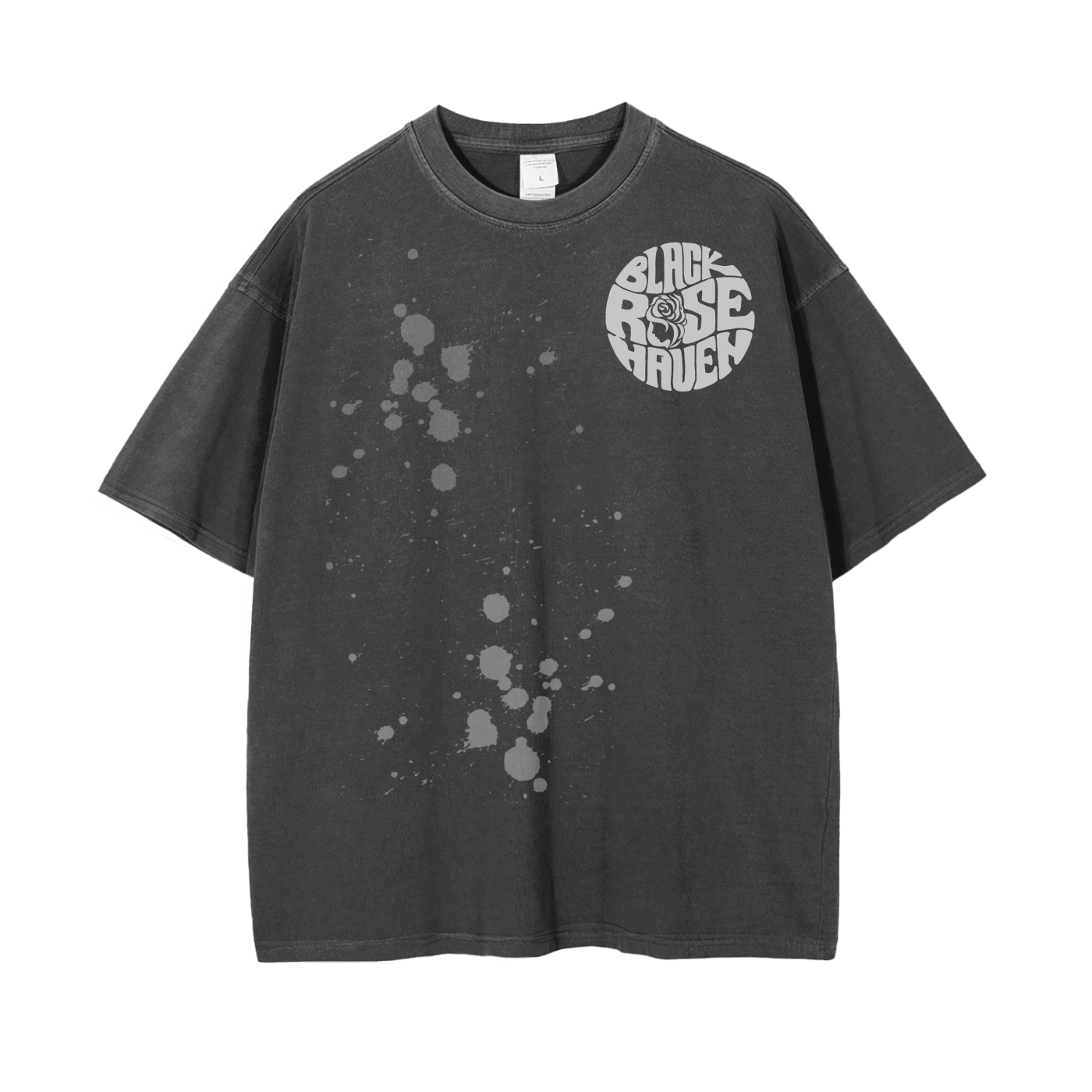 Vintage Ash Wash Drop Shoulder T-Shirt | Paint Brush