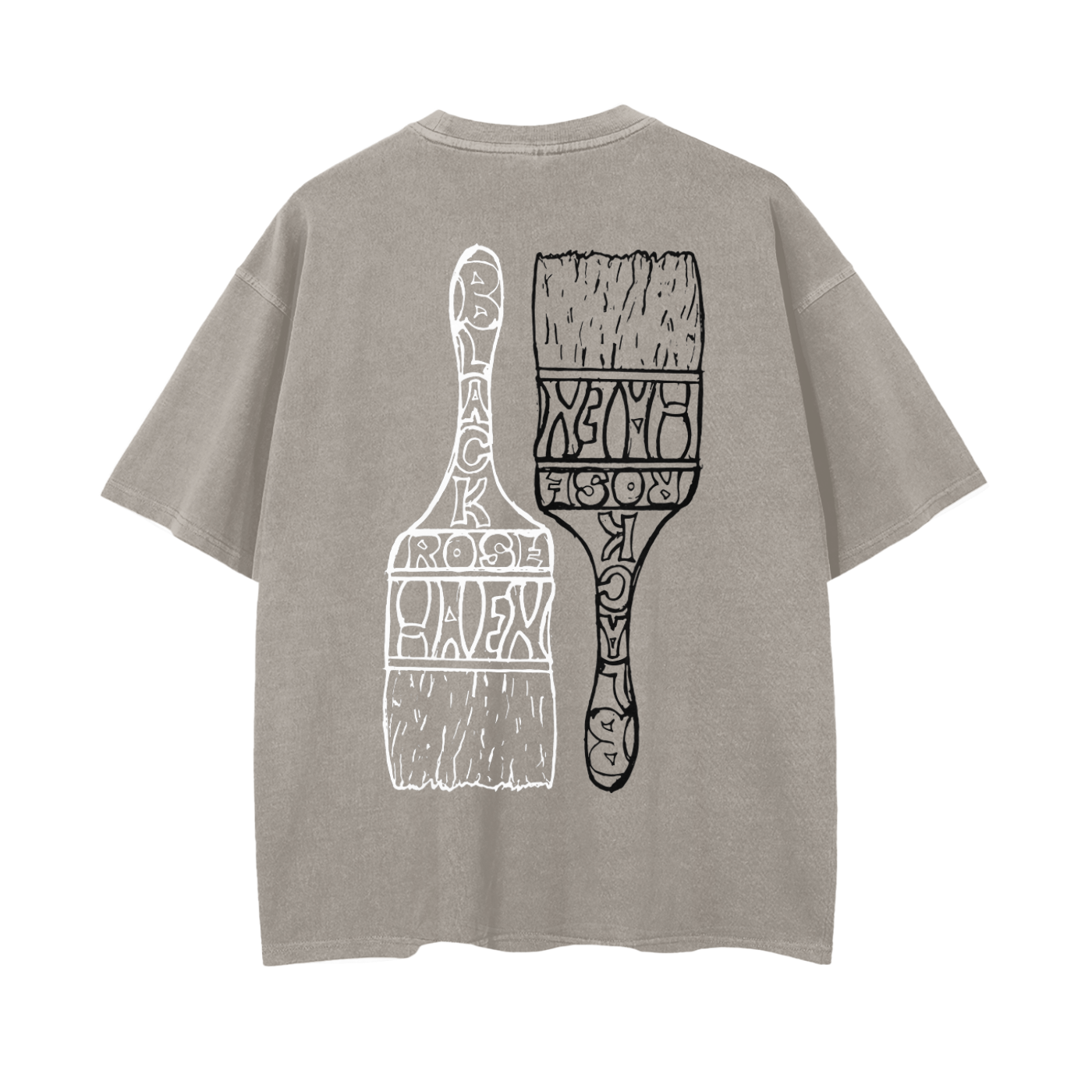 Vintage Ash Wash Drop Shoulder T-Shirt | Paint Brush