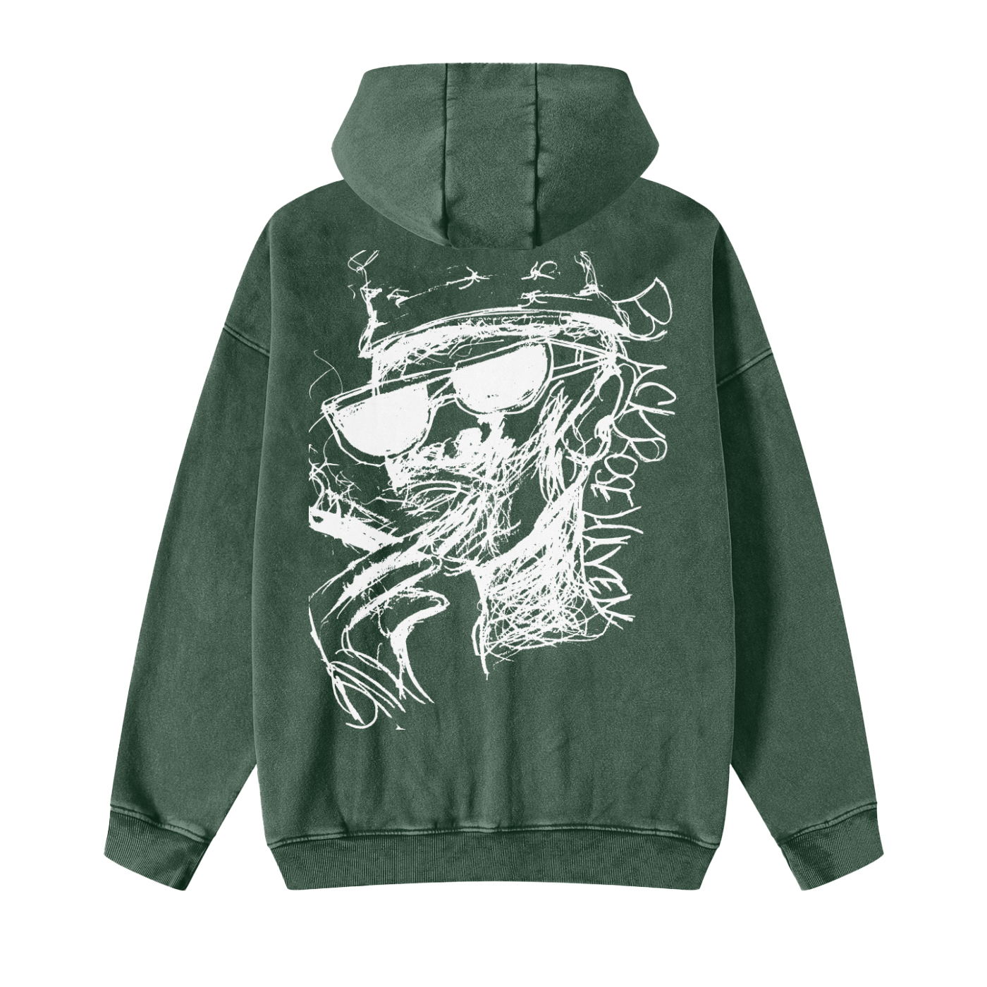 Snow Washed Zip-Through Fleece Hoodie
