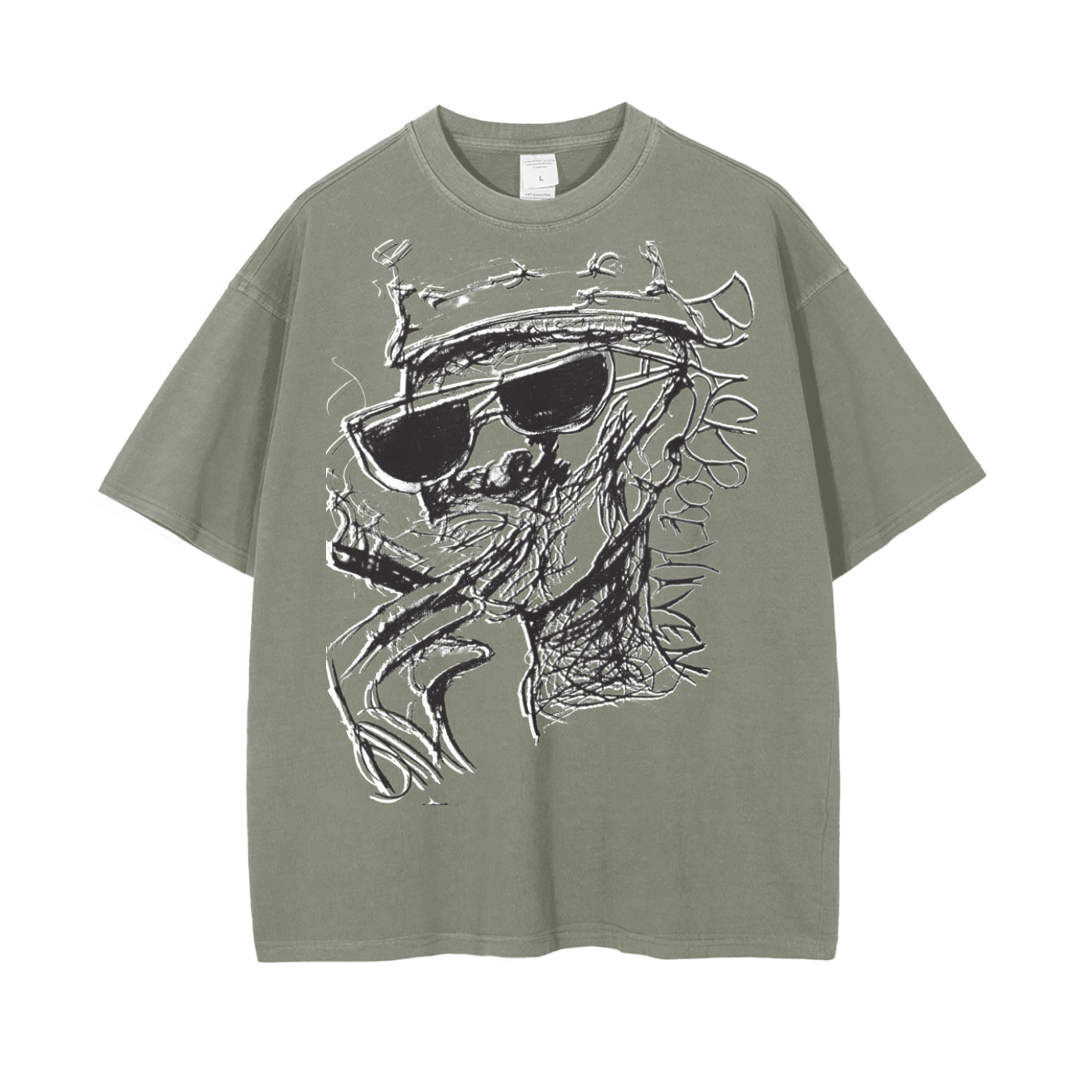 Vintage Ash Wash Drop Shoulder T-Shirt | Smoking Man