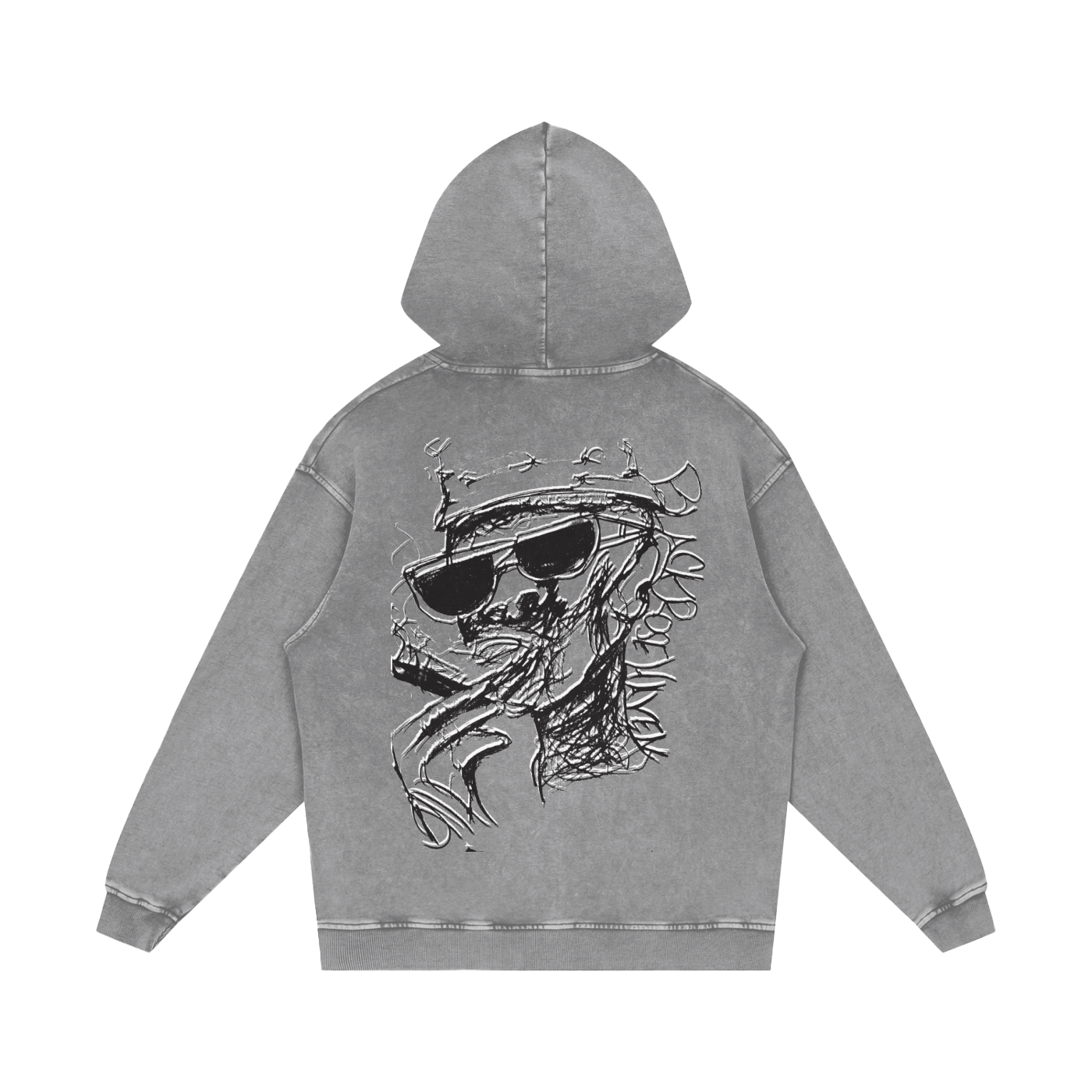 Vintage Ash Wash Pullover Hoodie | Smoking Man