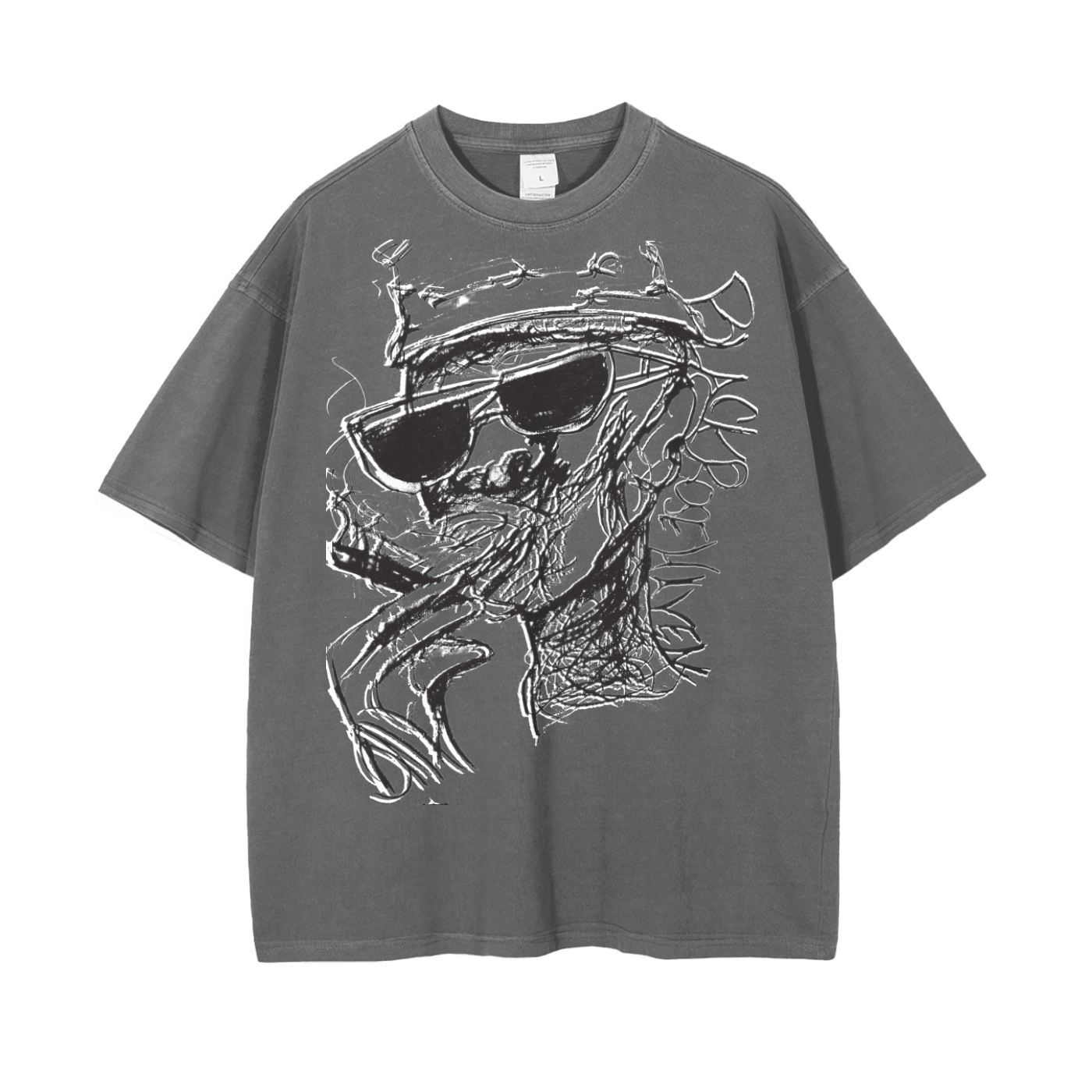Vintage Ash Wash Drop Shoulder T-Shirt | Smoking Man