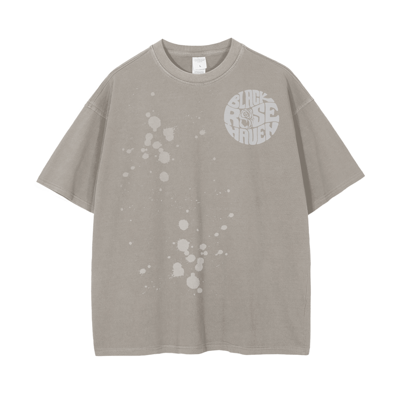 Vintage Ash Wash Drop Shoulder T-Shirt | Paint Brush