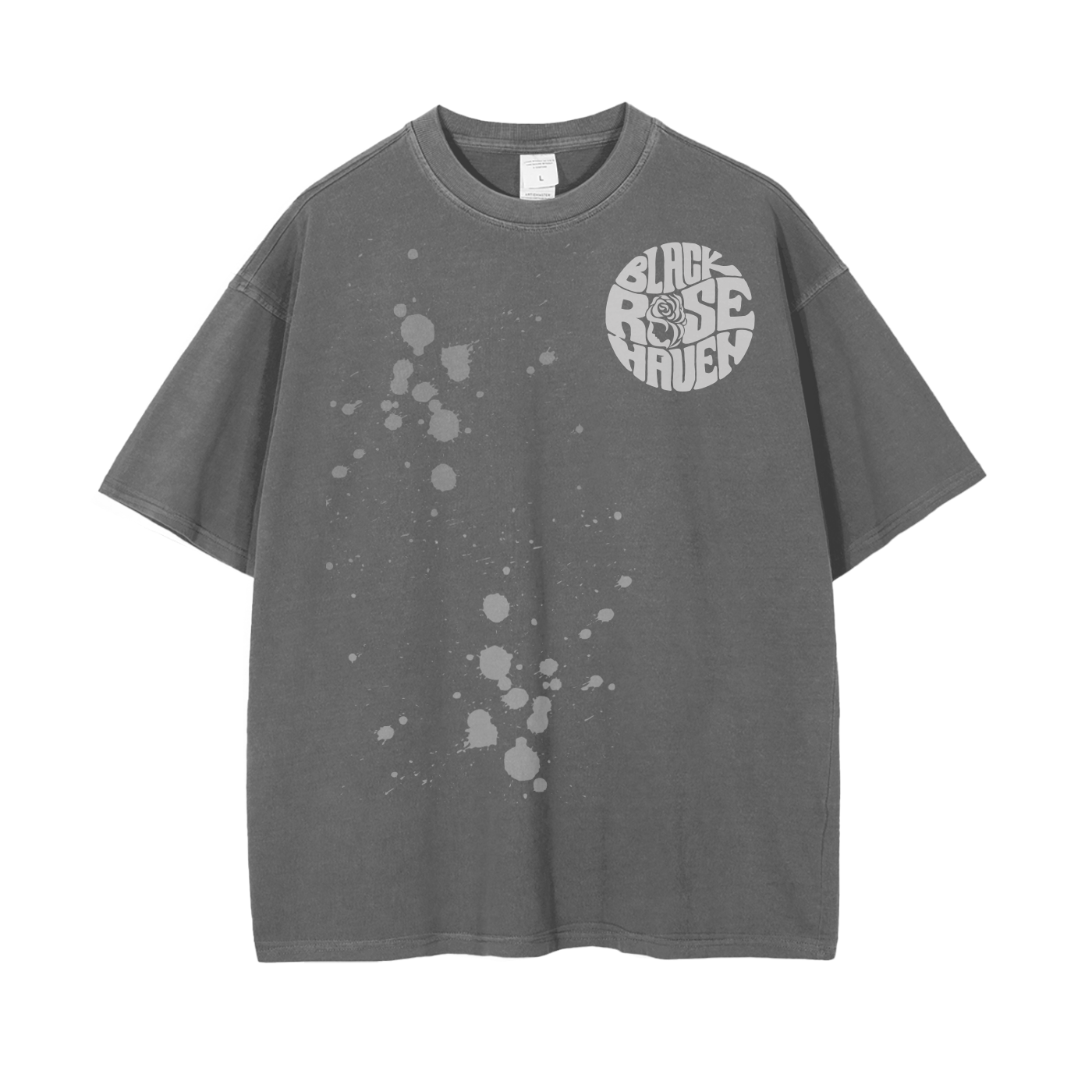 Vintage Ash Wash Drop Shoulder T-Shirt | Paint Brush