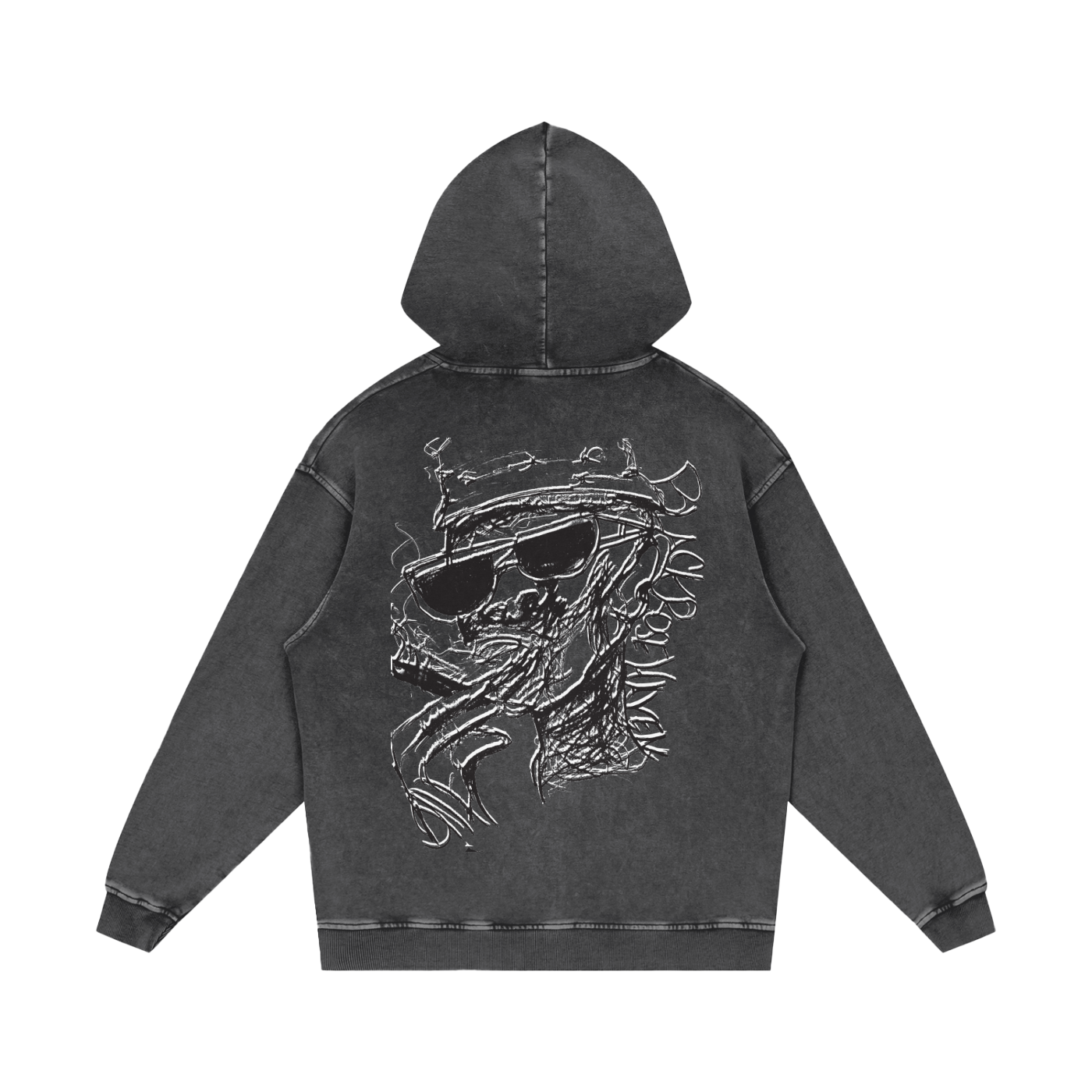 Vintage Ash Wash Pullover Hoodie | Smoking Man