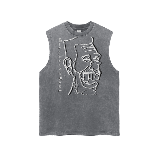 Vintage Snow Wash Frayed Hem Tank Top | Laughing Man