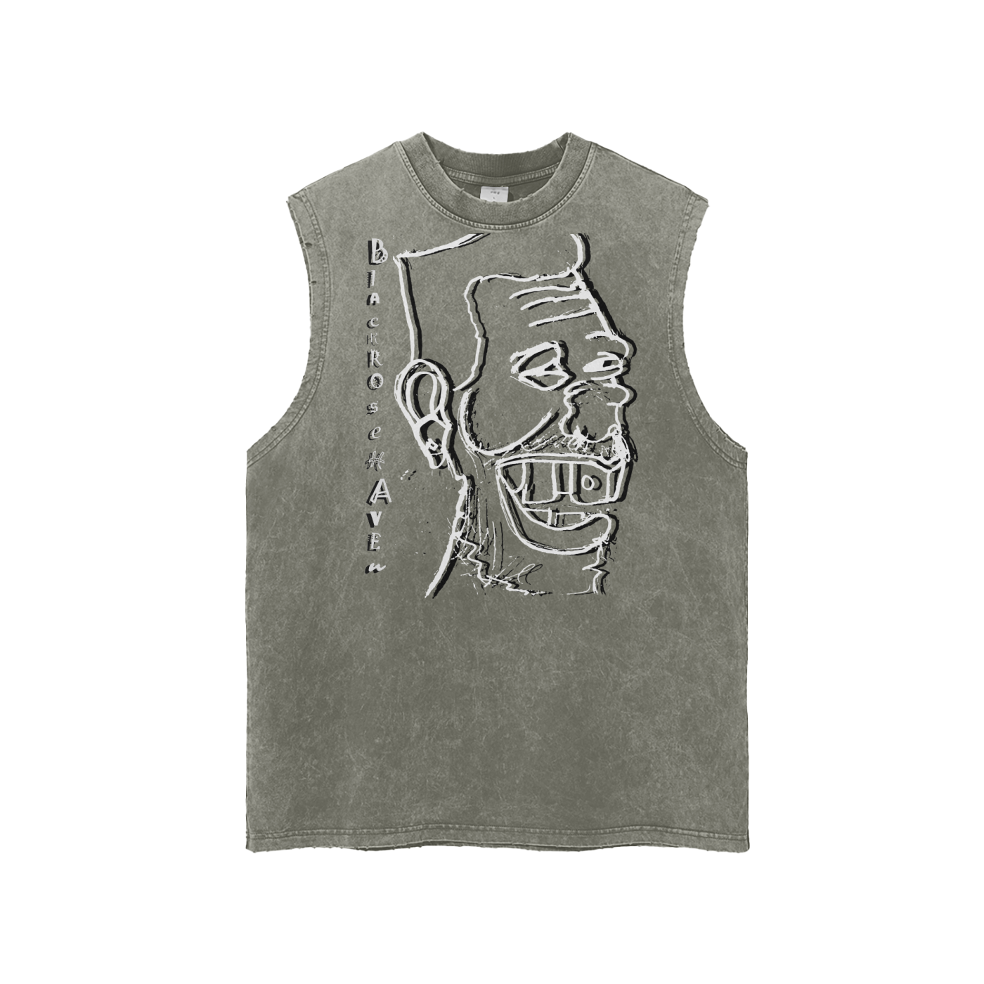 Vintage Snow Wash Frayed Hem Tank Top | Laughing Man