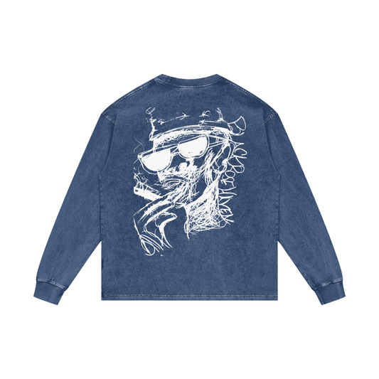 Vintage Snow Wash Long Sleeve T-Shirt | Smokin Man
