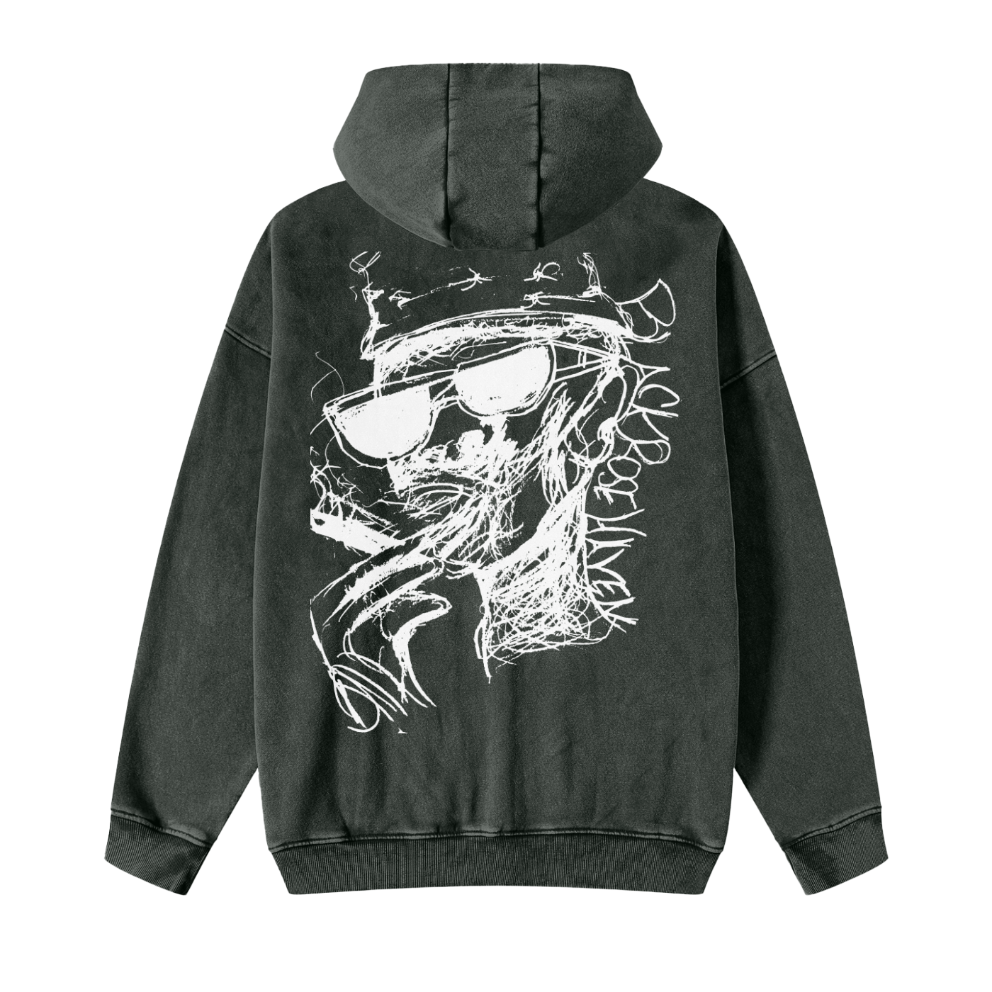Snow Washed Zip-Through Fleece Hoodie