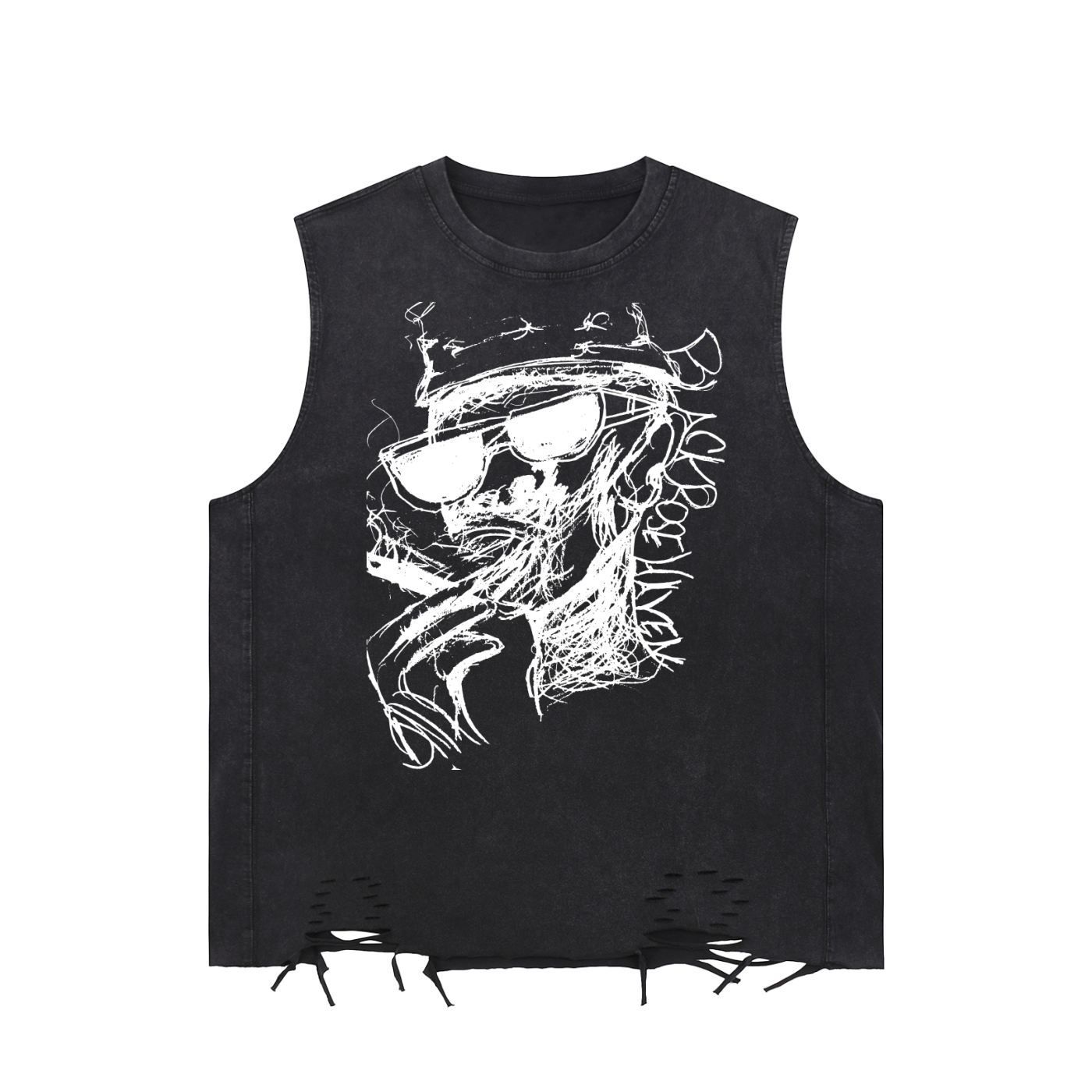 Vintage Snow Washed Raw-Hem Tank Top | Smoking Man