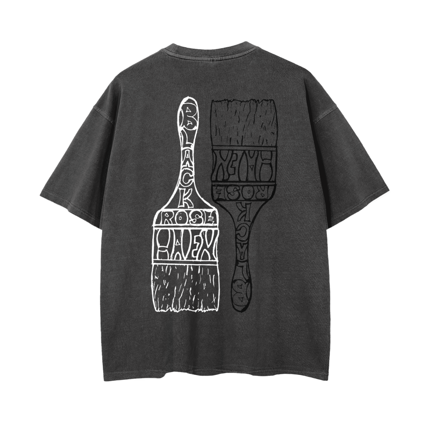 Vintage Ash Wash Drop Shoulder T-Shirt | Paint Brush