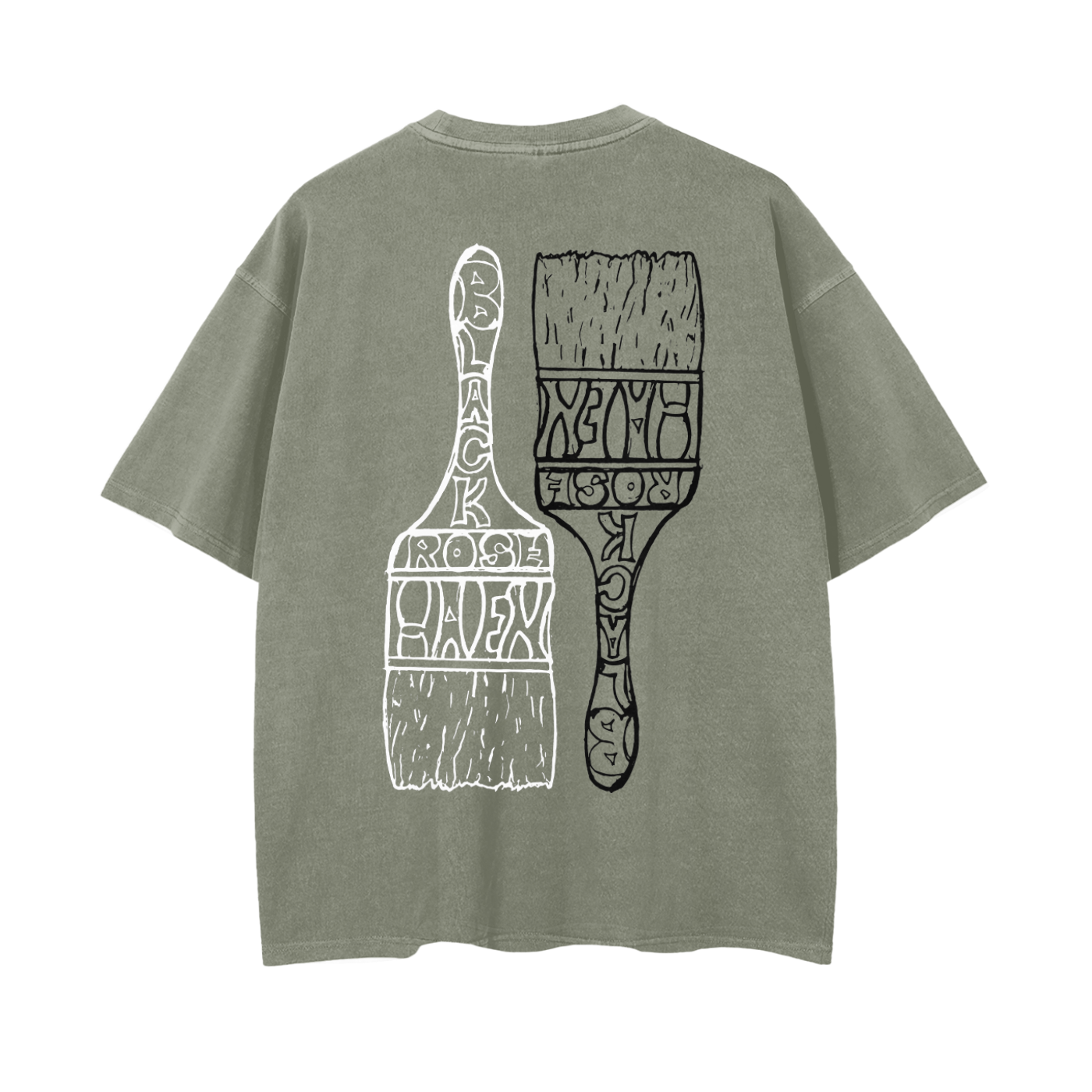 Vintage Ash Wash Drop Shoulder T-Shirt | Paint Brush