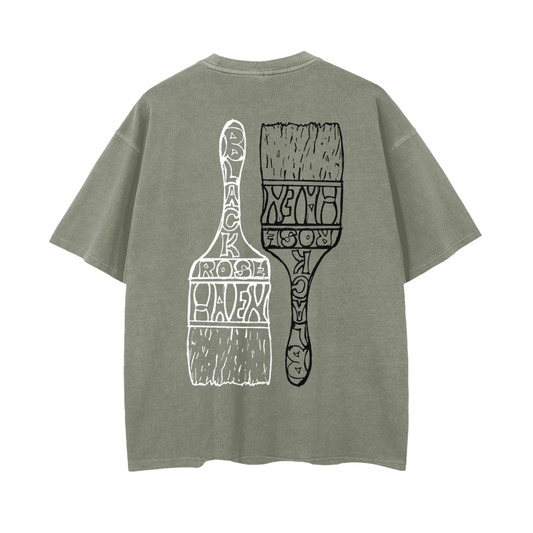 Vintage Ash Wash Drop Shoulder T-Shirt | Paint Brush