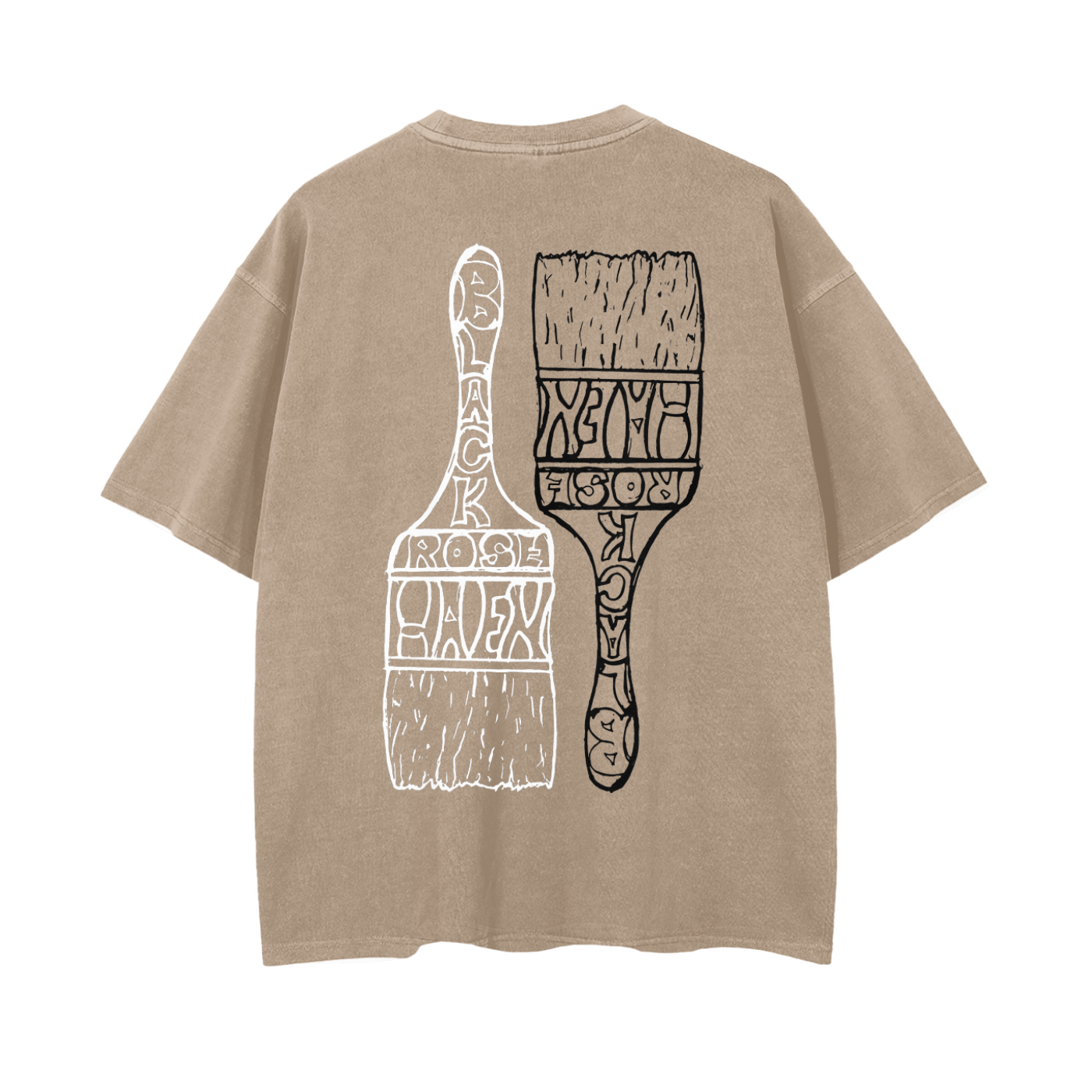 Vintage Ash Wash Drop Shoulder T-Shirt | Paint Brush