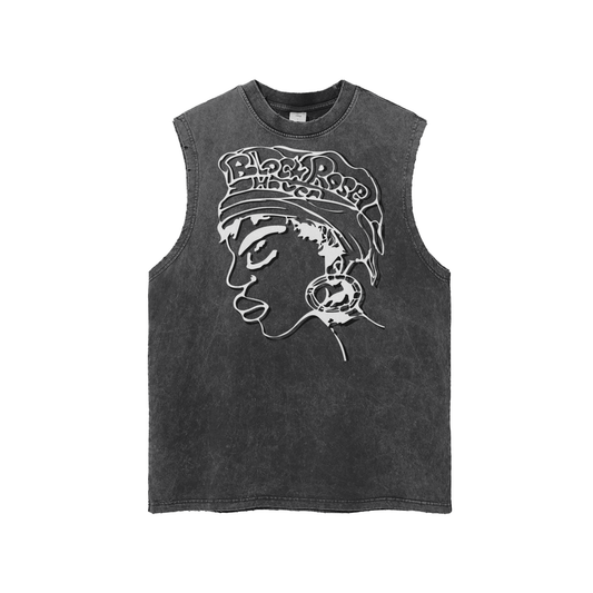 Vintage Snow Washed Frayed Hem Tank Top | Boho Woman