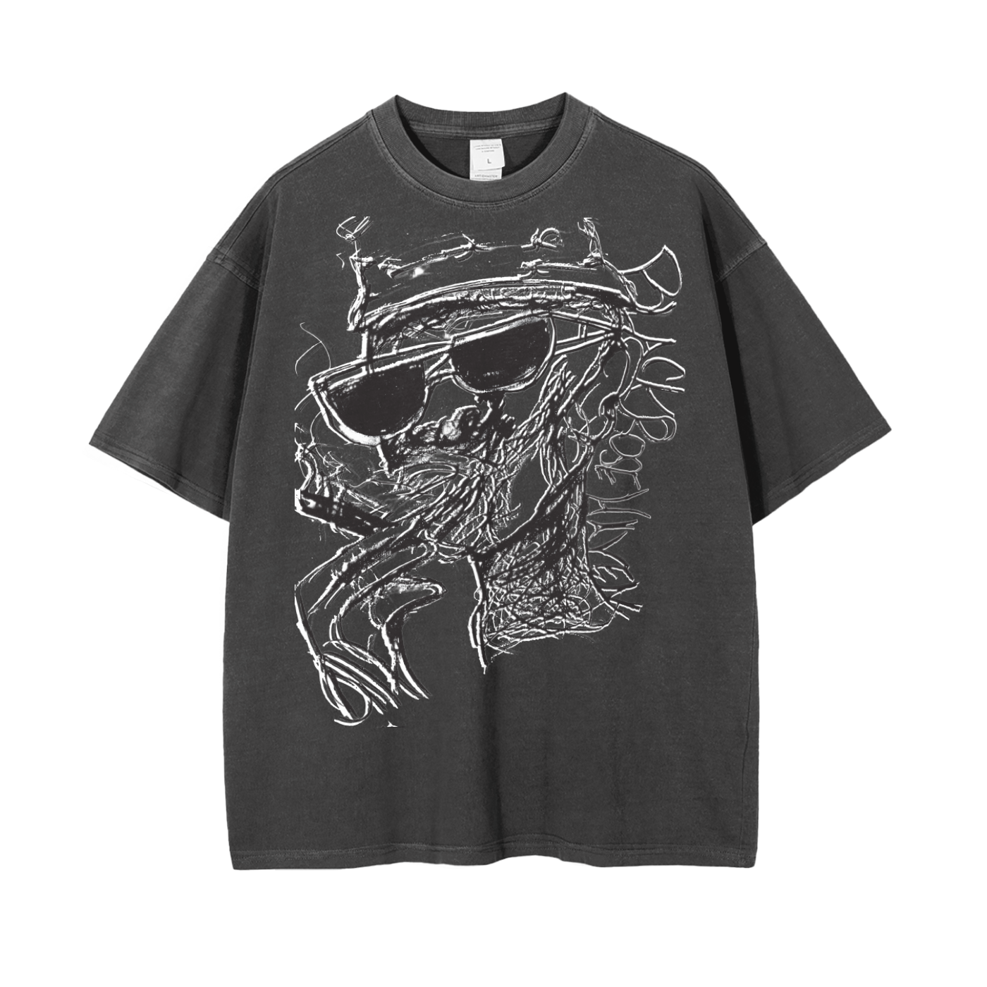 Vintage Ash Wash Drop Shoulder T-Shirt | Smoking Man