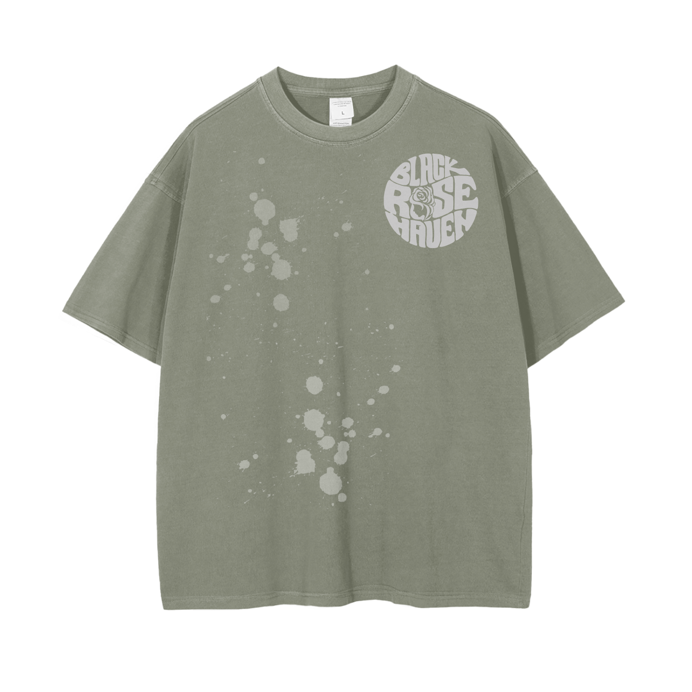 Vintage Ash Wash Drop Shoulder T-Shirt | Paint Brush