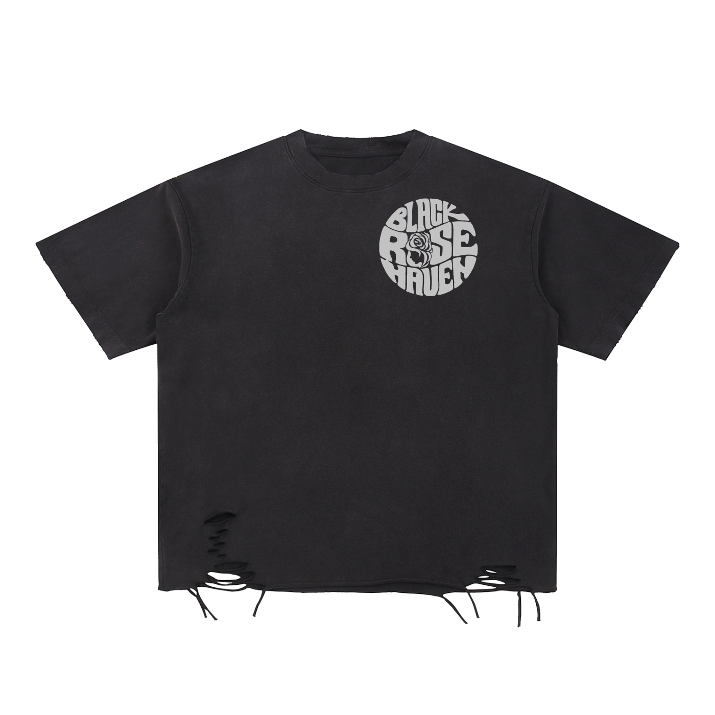 Vintage Snow Washed Raw-Hem T-Shirt | Smoking Man