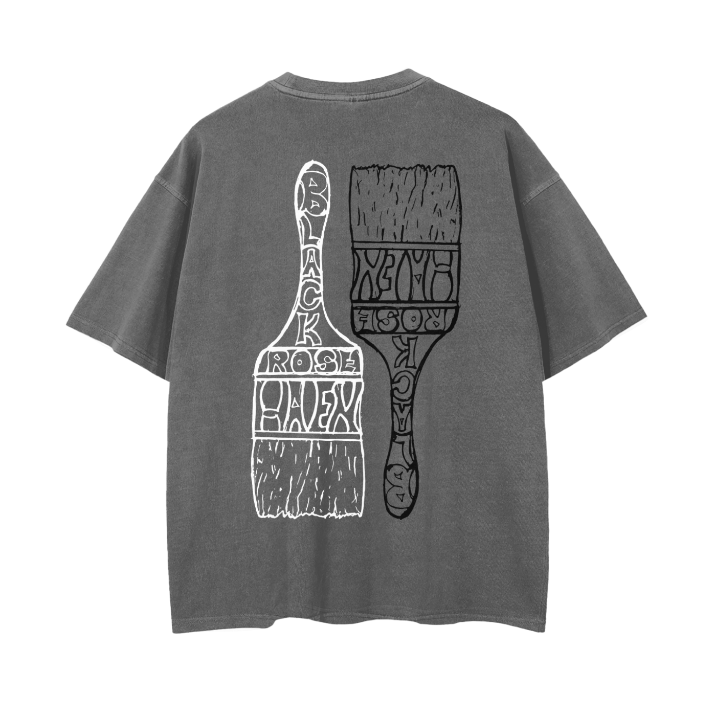 Vintage Ash Wash Drop Shoulder T-Shirt | Paint Brush